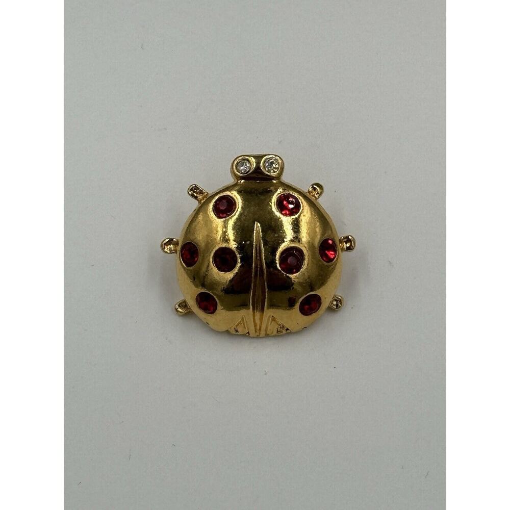 Vintageβ Chubby Ladybug Red Rhinestone Avon Lapel Pin